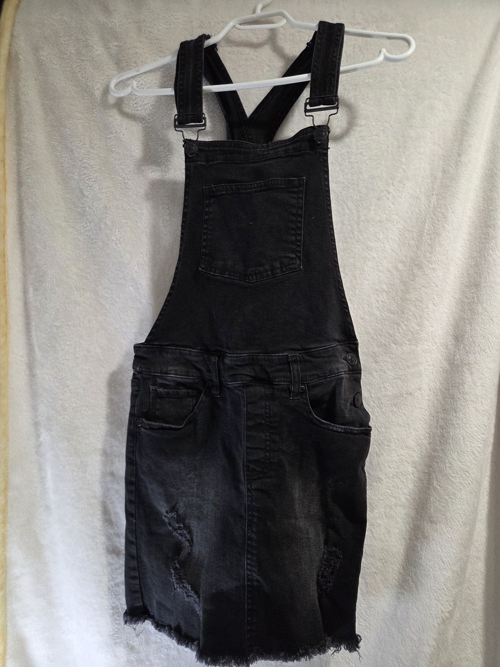 Bluenotes Black Distressed Denim Overall Skirt